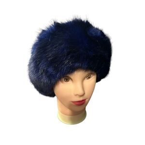 RARE BLUE Women's Winter Fluffy Faux Fur Headband Hat Thick Ear Warm Snow Ski Ca